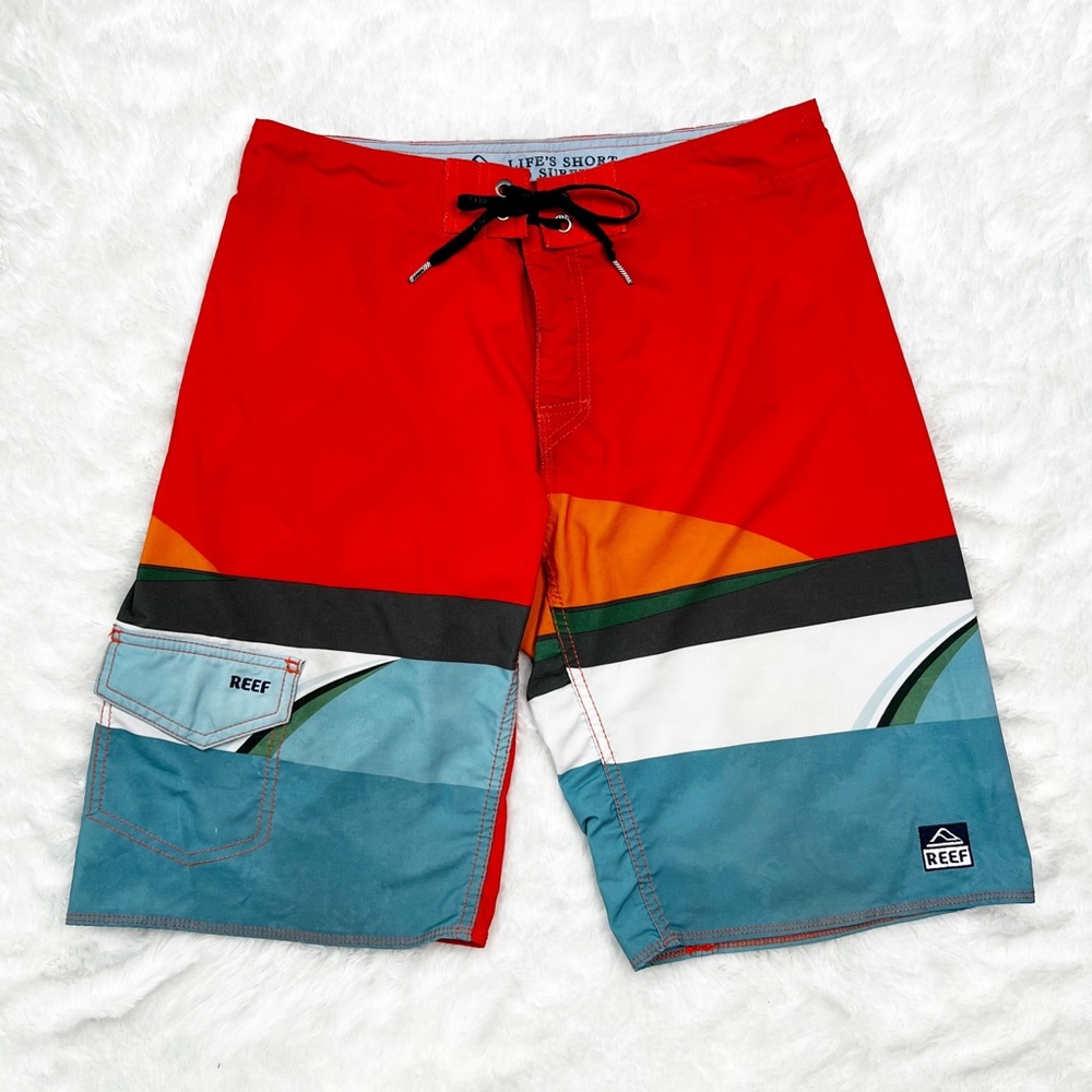 Reef Multicolor Color Block 11” Board Shorts Size 32 - Picture 1 of 14